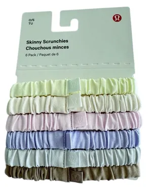Lululemon Skinny Scrunchies 6 Pack Sheer Oak/Lt Ivory/Pink Org/Elix/Vapor/Lav Fr thumbnail 3