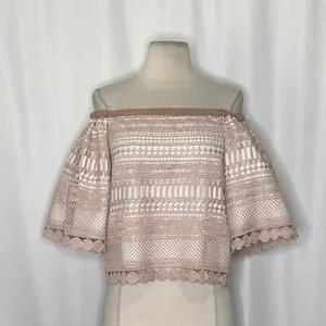 Revolve‎ ALEXIS Finn Lace Off Shoulder Top Blouse Blush Pink Silk Lacey X-Small thumbnail 3