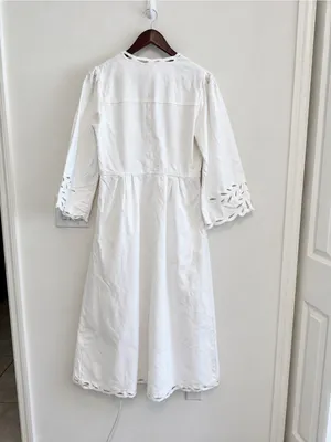 Magaschoni Embroidered Midi Dress in White Sz M thumbnail 3