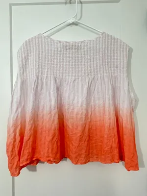 Free People Size Medium Pink Orange Ombre Smocked Dip Dye Tank Top NWT thumbnail 7