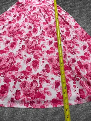 Grace Karin Pink Floral Ruffle Maxi Dress Size M thumbnail 6