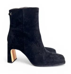 Sam Edelman Irie Black Suede Square Toe Heeled Bootie thumbnail 1