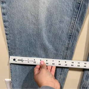 ZARA The Kick It Straight wide-leg style light wash low rise drew flare US 10 thumbnail 5