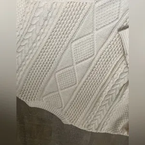 Madewell Oversized Cable Knit Sweater L Cream Ivory Fisherman Preppy Cotton thumbnail 8