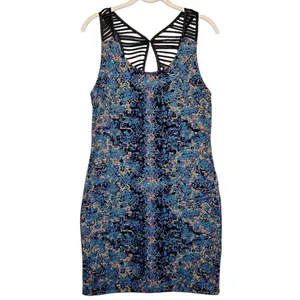 Free People Digital Damsel Floral Pixels Bodycon Strappy Dress in Neon Glow Sz M thumbnail 10