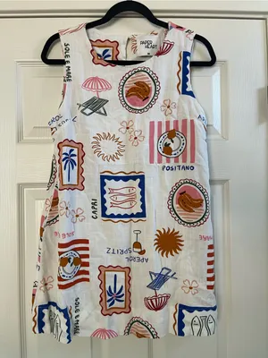 Women’s Paper Heart Aperol Spritz Capri Positano Mini Shift Dress White Size M thumbnail 2