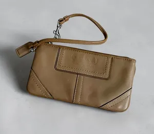 COACH Vintage Tan Beige Leather Wristlet Clutch thumbnail 1