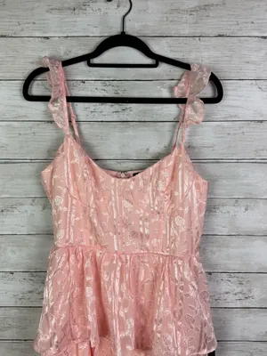 Lulus Stunning Glory Light Pink Floral Jacquard Tiered Maxi Dress Size Large thumbnail 4