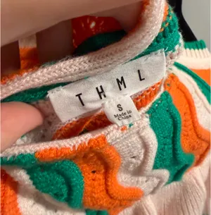THML Flutter Sleeve Pink, Green, and Orange Wave Print Knit Top thumbnail 4