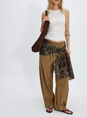 NWT Free People Something Good Pull-On Barrel Pants - leaf green army brown - XL thumbnail 7