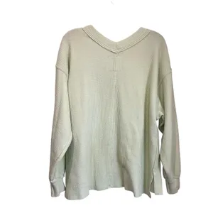 Aerie Light Green Waffle‎ Knit Oversized V-Neck Pullover Sweater Size XS thumbnail 2