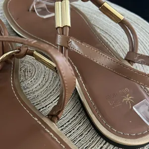 Montego Bay Tan Gold Hardware Thong Slingback Sandals‎ Size 9 thumbnail 11