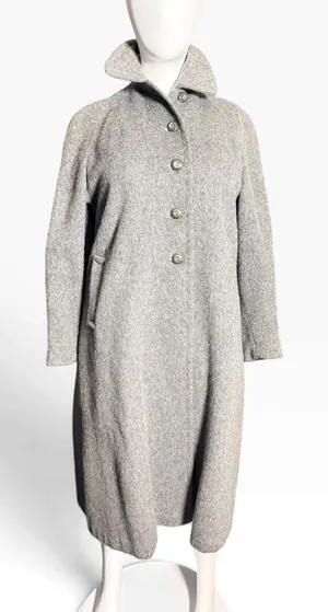 Vintage Soda-Set Fashions Gray Wool Overcoat Union Made Mid Century Coat Wool thumbnail 1