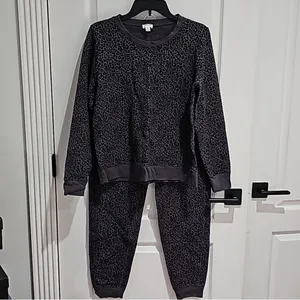 J. Crew Leopard Jogger Style Sweatpant and Sweatshirt Set thumbnail 2