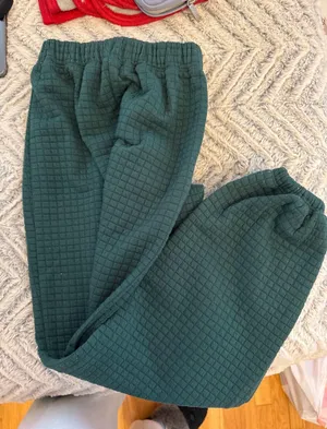 Princess Polly green waffle sweatpants thumbnail 1