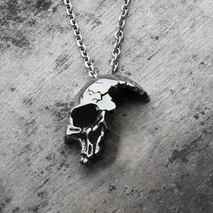 Retro Half Skull Gothic Punk Necklace Metal Skull Pendant Steampunk Jewelry thumbnail 4