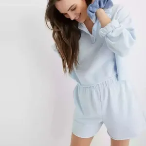 Aerie Fleece of‎ Mind Cropped Polo Sweatshirt Size Medium thumbnail 2