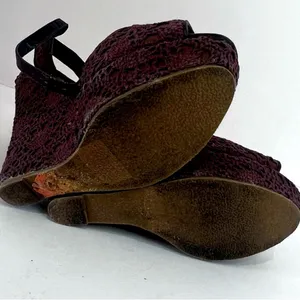 Wild Diva Lounge Brown Crochet Platform Wedge Sandals Size 6 Y2K thumbnail 9