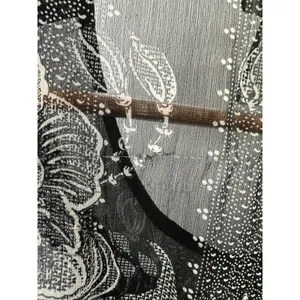 Soft Surroundings Black Cream Sheer Beaded‎ Poncho Swim Cover Up S/M 26733 thumbnail 7