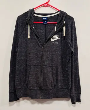 Nike gray Black Zip-Up Hoodie! Size large! thumbnail 1