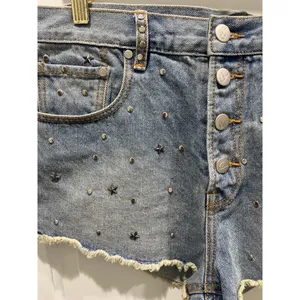 NWOT MINKPINK Studded Button Fly Denim Cut Off Shorts M thumbnail 2