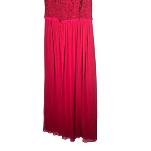 Davids Bridal Lace Bodice Maxi Dress Apple‎ Red Formal Bridesmaid Size 6 HOCO thumbnail 3