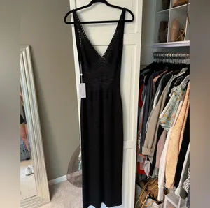 Torn by Ronny Kobo Black Madi Knit Open Back Bodycon Bohemian Beach Summer Dress thumbnail 4