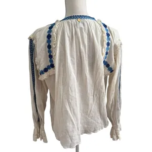 ANTIK BATIK Pietro Ruffle-Trimmed Embroidered Cotton-Gauze Blouse thumbnail 3