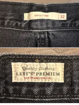 Levi’s Premium Baggy Dad Jeans W32 Black Big E High Rise 100% Cotton thumbnail 3
