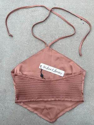 NWT For Love & Lemons Dusty Copper Rose Handkerchief Satin Top Size XS thumbnail 3