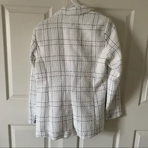 House of Harlow x Revolve White Plaid Tweed Office Siren Classic Blazer NWT M thumbnail 5