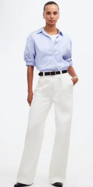 Madewell The Harlow White Wide-Leg Pants Size 30 thumbnail 1