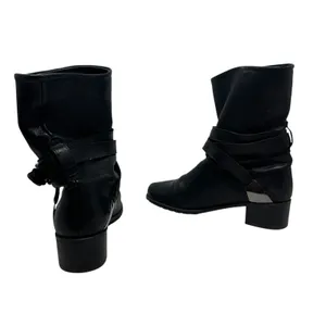 Stuart Weitzman Ranch‎ Dressing Boots Moto Buckle Leather Black Size US 6 thumbnail 7