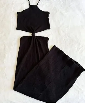 VICI Black Ribbed Cut Out Waist Maxi Dress Women's Size Small thumbnail 1