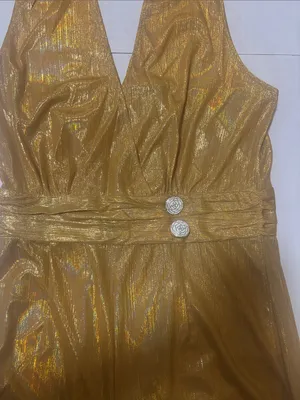 Gold Halter Wide-Leg Jumpsuit S NWOT Fall Halloween Costume Cosplay EDM Rave thumbnail 8