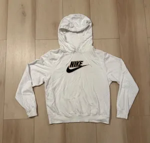 Nike White Fleece Pullover Hoodie Sweatshirt Women's Size Small thumbnail 1