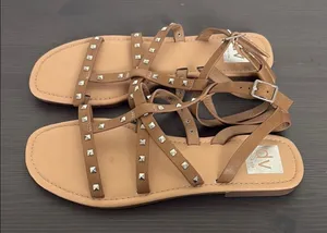 DV by Dolce Vita Jolicka Cognac‎ Sandals Studded Criss Cross Women’s Size 7 thumbnail 1