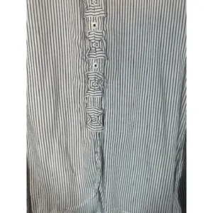 Max Studio White Striped Long Sleeve Button Bow Detail Blouse Women Sz L thumbnail 4