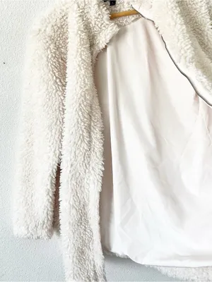 Banana Republic Ivory Sherpa Zip Up Fleece Jacket Teddy Coat thumbnail 8
