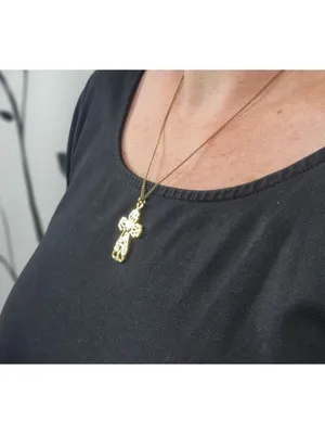 Gold Tone Cross and Chain Necklace thumbnail 4