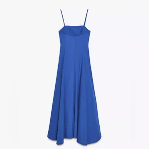 Nwt Zara Blue Asymmetric Poplin Midi Dress Size Xs thumbnail 5