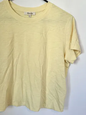 NWT Madewell Yellow The Easy Crop Crewneck Tee in Soft Slub - Size: Extra Small thumbnail 4