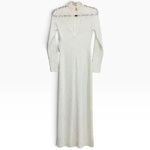 NWT Reformation Otrano Lace Maxi‎ Dress Ivory Mock Neck Long Sleeve Bridal XS 2 thumbnail 5