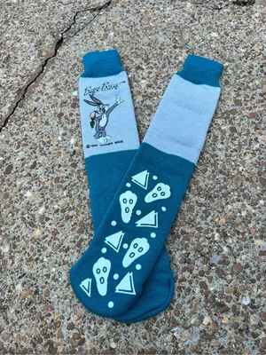 Vintage 90s Looney Tunes Bugs Bunny Slipper Grip Socks Fleece Lined One size new thumbnail 2