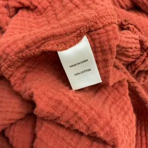 DREW Anthropologie 100% Cotton Gauze Tiered Dress M Rust Orange Boho Fall thumbnail 4