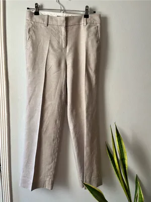 J.Crew• Beige Linen Kickout Crop Trouser• S 2 thumbnail 2