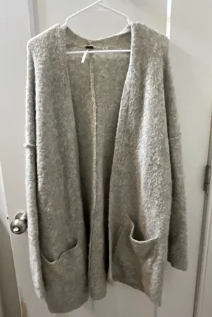 Free People Grey Cardigan Sweater thumbnail 1