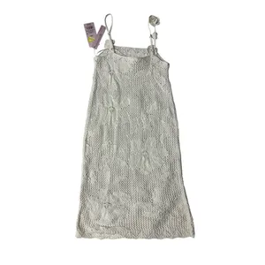 wild fable White Crochet Slip Dress with Floral Appliqués thumbnail 2