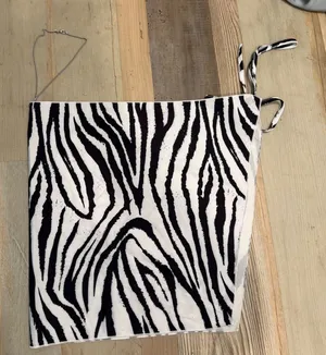 Zebra Print One Shoulder Scarf Top Black White Chain Detail Asymmetrical Hem thumbnail 1