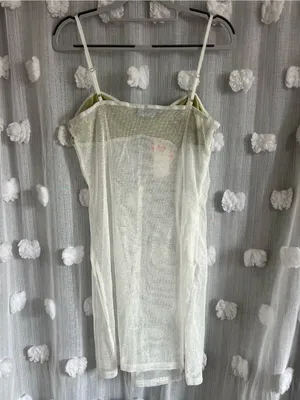 CIDER Lace Bust Sheer Slip Dress in Light Sage and white thumbnail 2